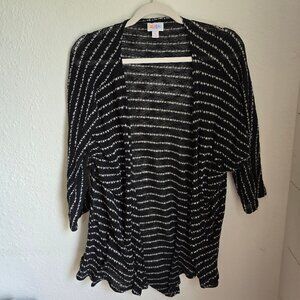LuLaRoe 3/4 Sleeves Black and White Striped Cardigan Knit Sweater Size Small
